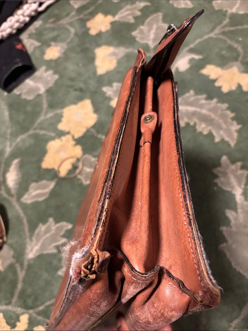 Men's Tan Leather Briefcase with Top Handle